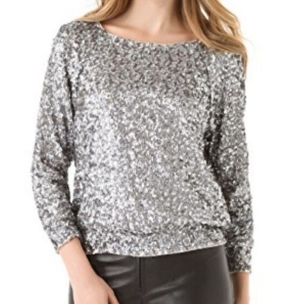 Calypso St. Barth Silver Sequin Blouse